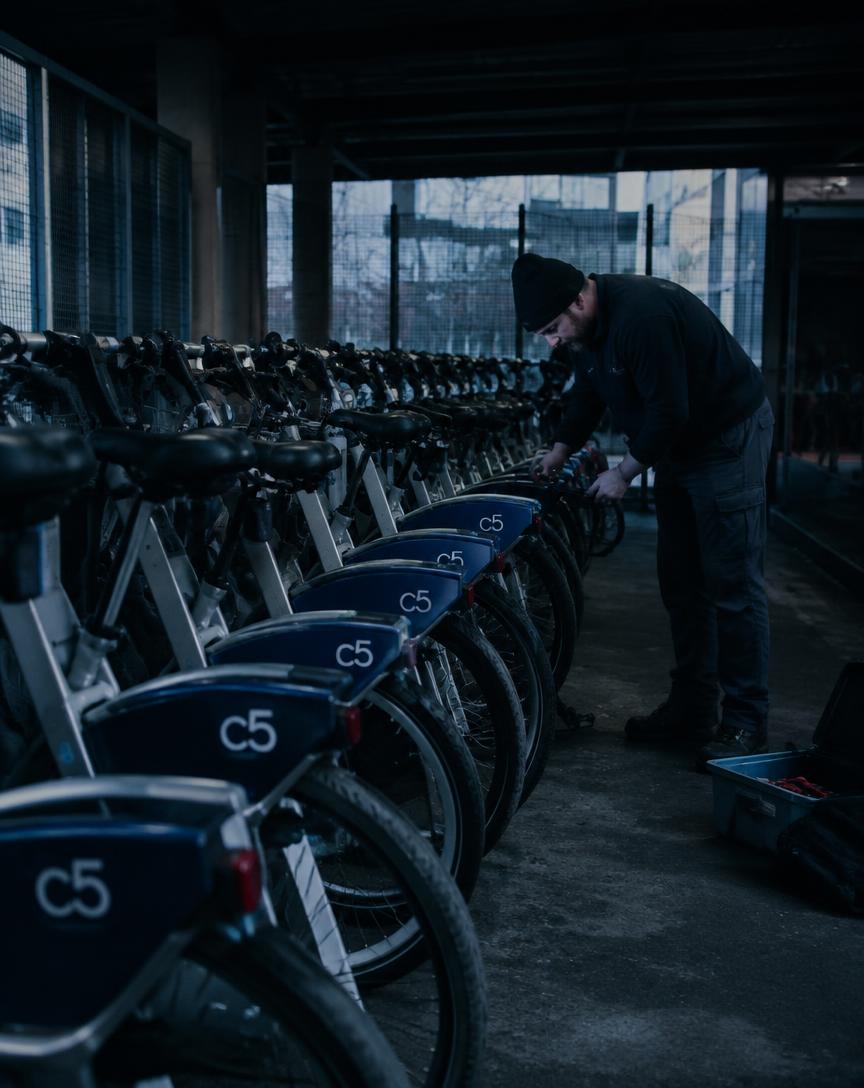 Shared bicycles ready for use